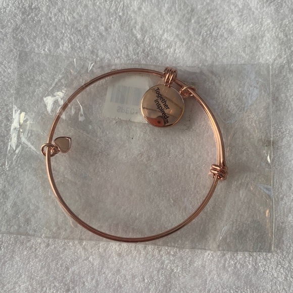 Together Inspired Breast Cancer Charm Bracelet-Rose Gold Expands 2.0”-3.5” - Picture 5 of 6